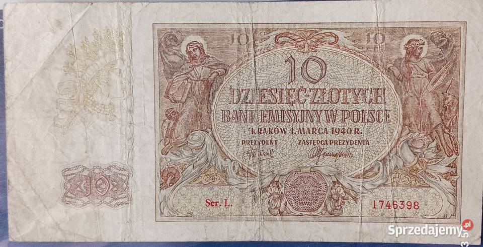 10 Złotych 1940 r Kraków ser L Numizmatyka wielkopolskie Konin