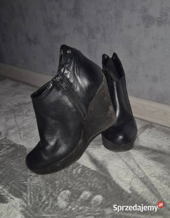 Botki damskie koturny czerń 36 Łódź sprzedam