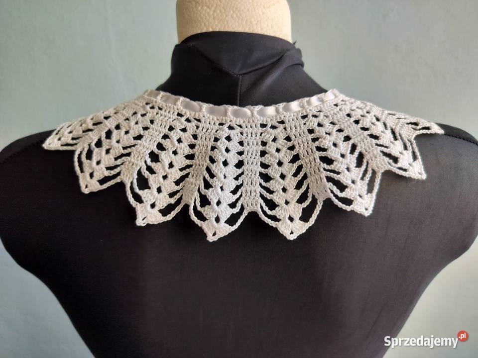 Biały szydełkowy kołnierzyk Lubin sprzedam