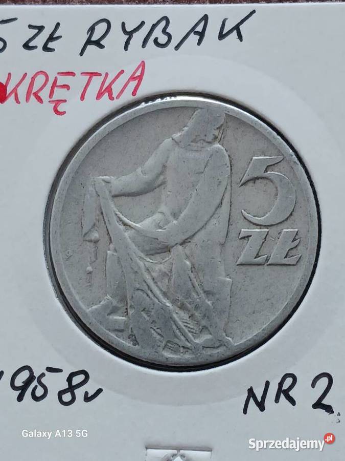 5 Złotych Rybak 1958 r Skrętka 2 Konin
