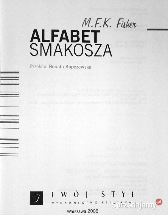 Alfabet Smakosza Mary Frances Kennedy Fisher