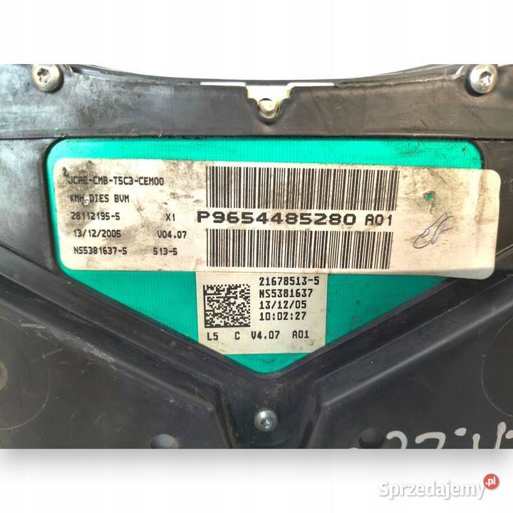 LICZNIK ZEGARY P9654485280 Peugeot 307 14 16 20