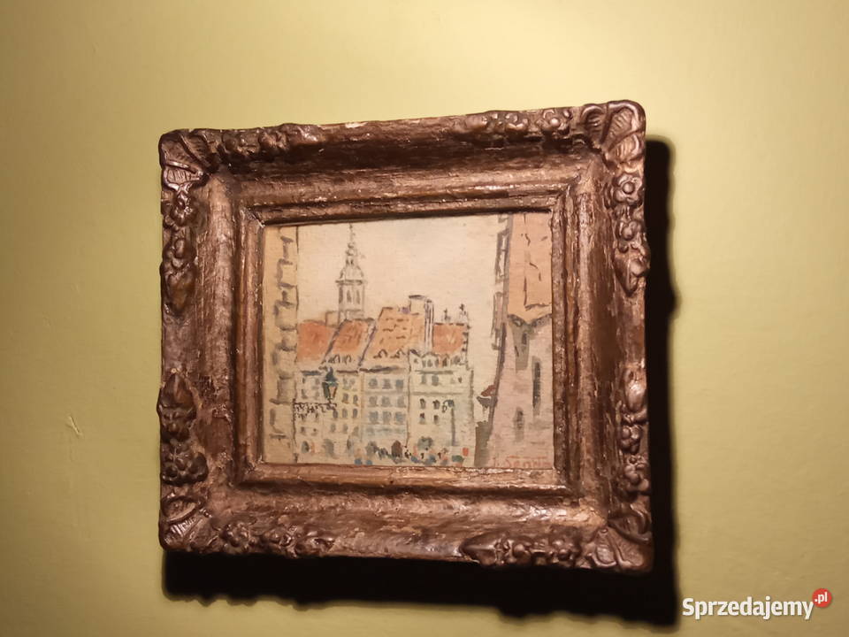stara akwarela obraz Warszawska starówka sygn Kraków