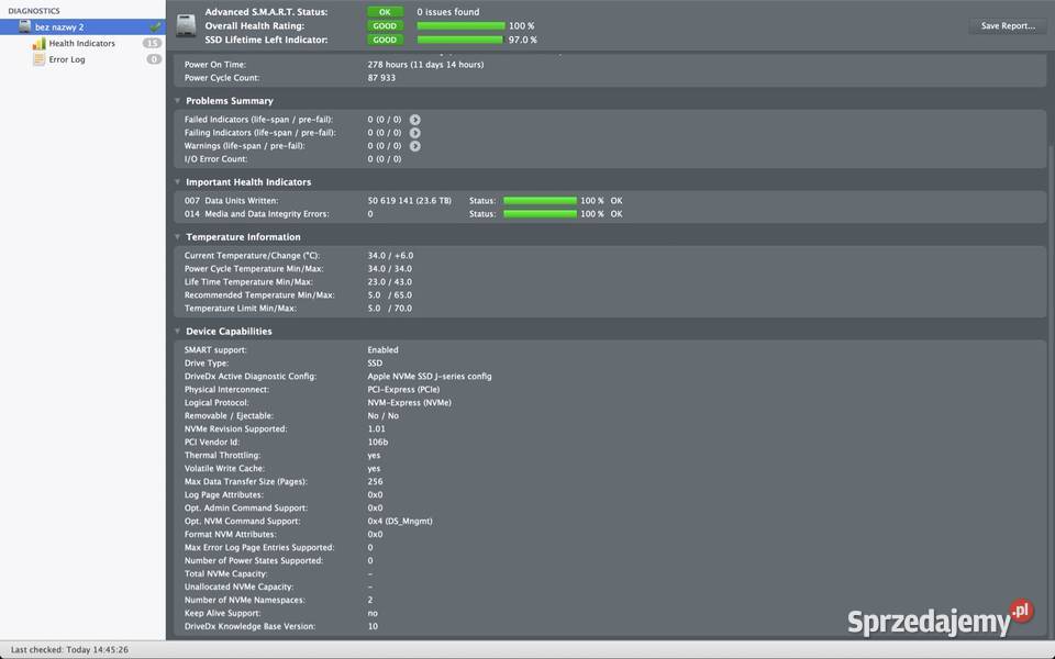 Oryginalny SSD 256GB Apple MacBook Pro A1708