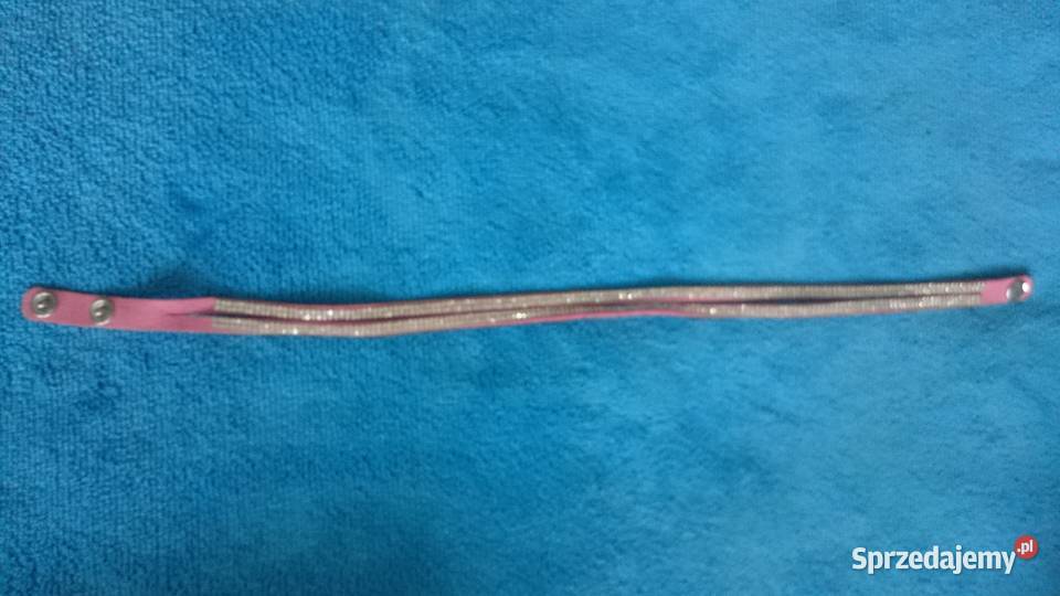 Bransoletka różowa zamszowa wysadzana kamieniami Wrocław