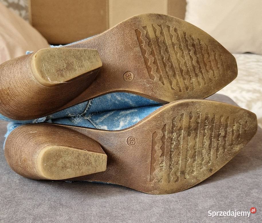 botki kowbojki jeans jeansowe niebieskie na Kraków