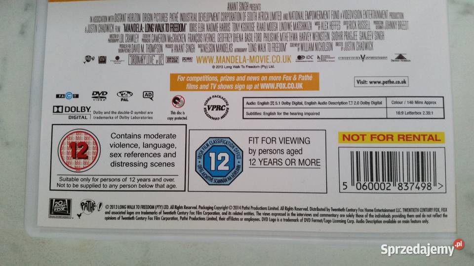 MANDELA LONG WALK TO FREEDOM 2014 DVD VIDEO Puławy