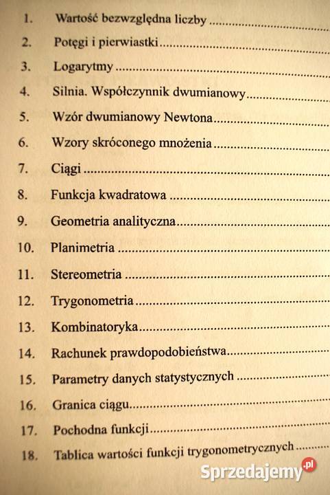 Wybrane wzory matematyczne skrypt, zeszyt ćwiczeń, zbiór zadań, testów Chełmno sprzedam
