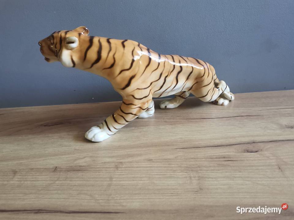 Stara duża figurka porcelanowa Tygrys Royal Dux