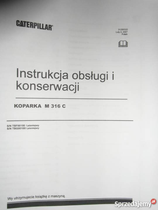 INSTRUKCJA OBSŁUGI DTR CATERPILLAR M316C i iNNE Szczecin