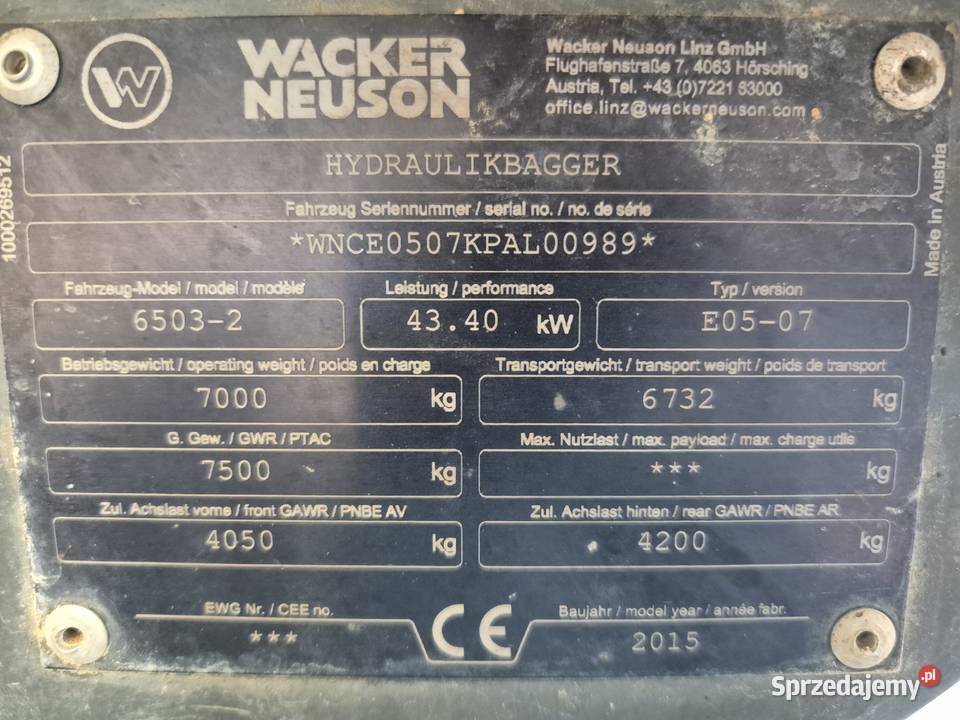 Koparka Wacker Neusin 65032 Terex Chwałów