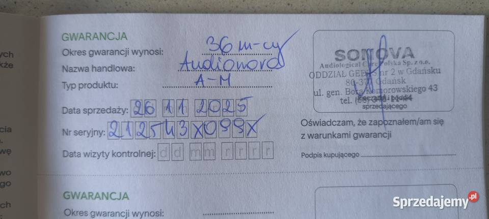 Aparat słuchowy AudioNova AM lewe ucho nowy Gdańsk