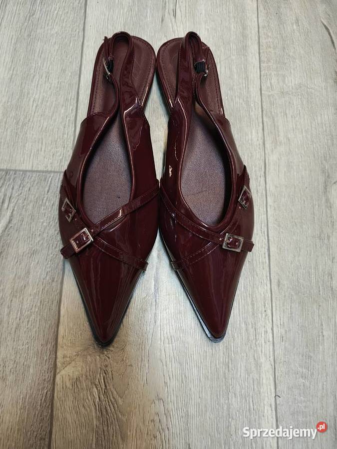 43 Bordowe baleriny wieczorowe z odkrytą piętą Kraków