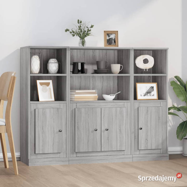 Wysokie szafki 3 szary dąb sonoma materiał Warszawa sprzedam