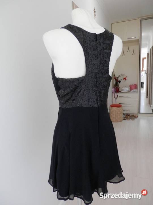 Sukienka Atmosphere Czarna Rozkloszowana Cekiny Łomża