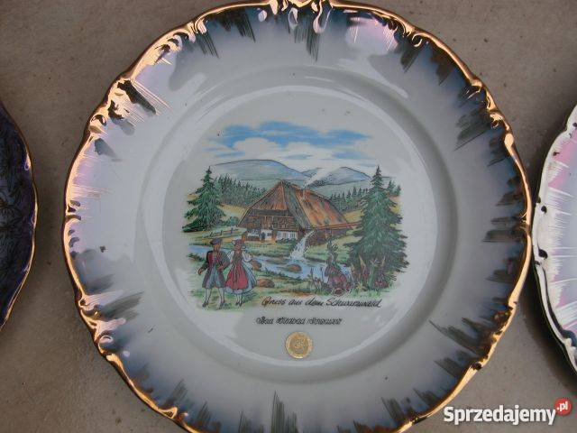 ozdobny talerz zawieszka 3 sztuki sygnowane