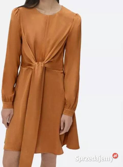SIMPLE SUKIENKA MIDI BRĄZOWA CODZIENNA ELEGANCKA