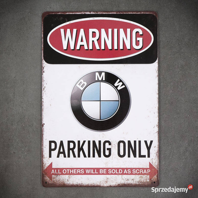 Tabliczka dekoracyjna metalowa PARKING BMW do Chmielnik