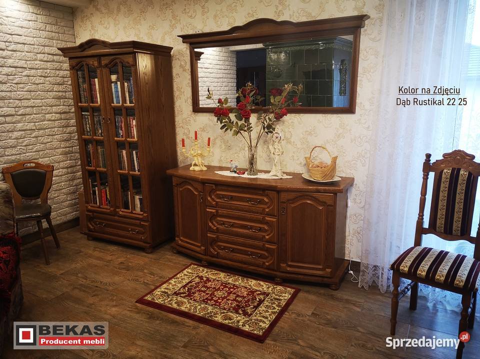 Komplet do Salonu Komoda Lustro Biblioteczka