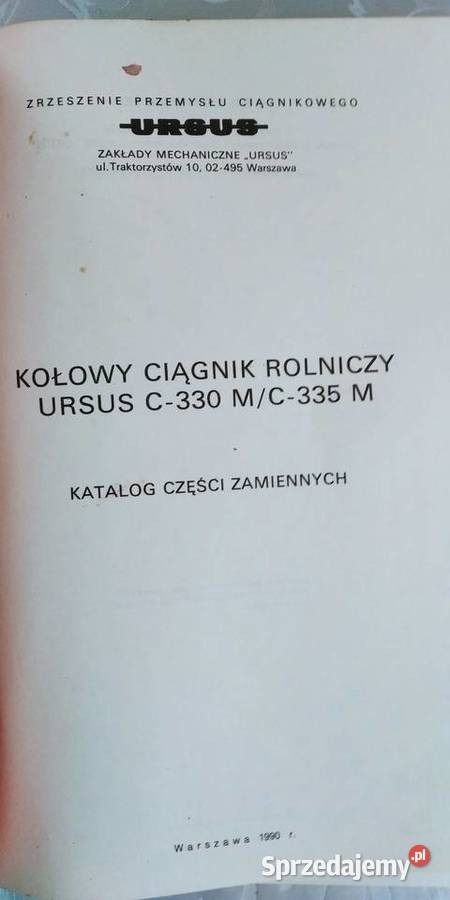 Katalog części Ursus C330M C 335M oryginał 1988 Lublin