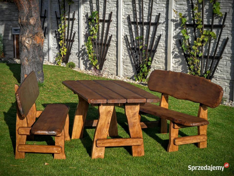 komplet mebli ogrodowych zestaw drewniane stół Chrząstowice sprzedam