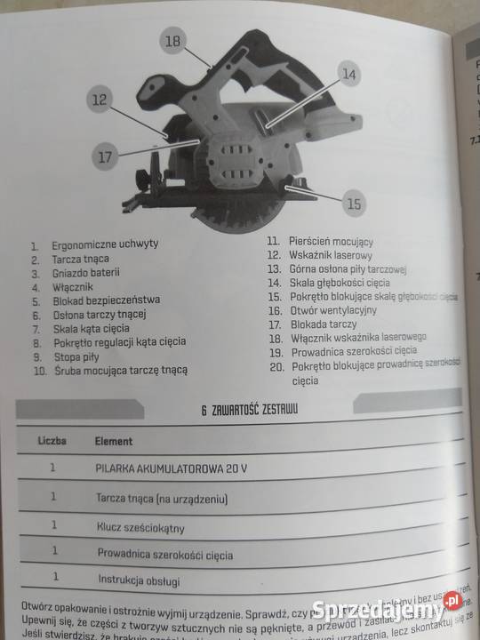 NAJTANIEJ Akumulatorowa Pilarka Tarczowa 20