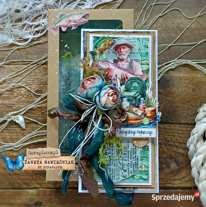 Kartka hand made wędkarza