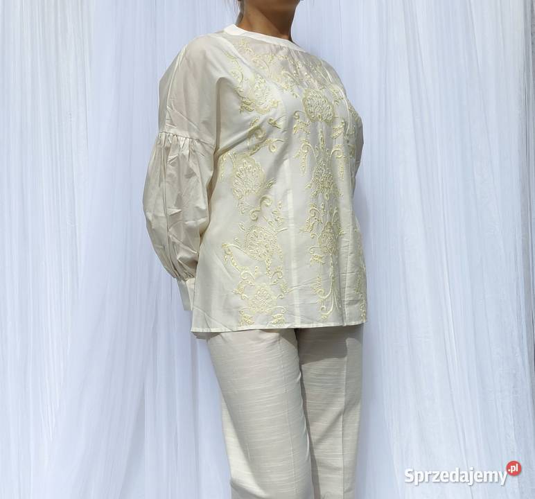 Biała bluzka oversize M 38 L 40 biała haft boho Szczecin