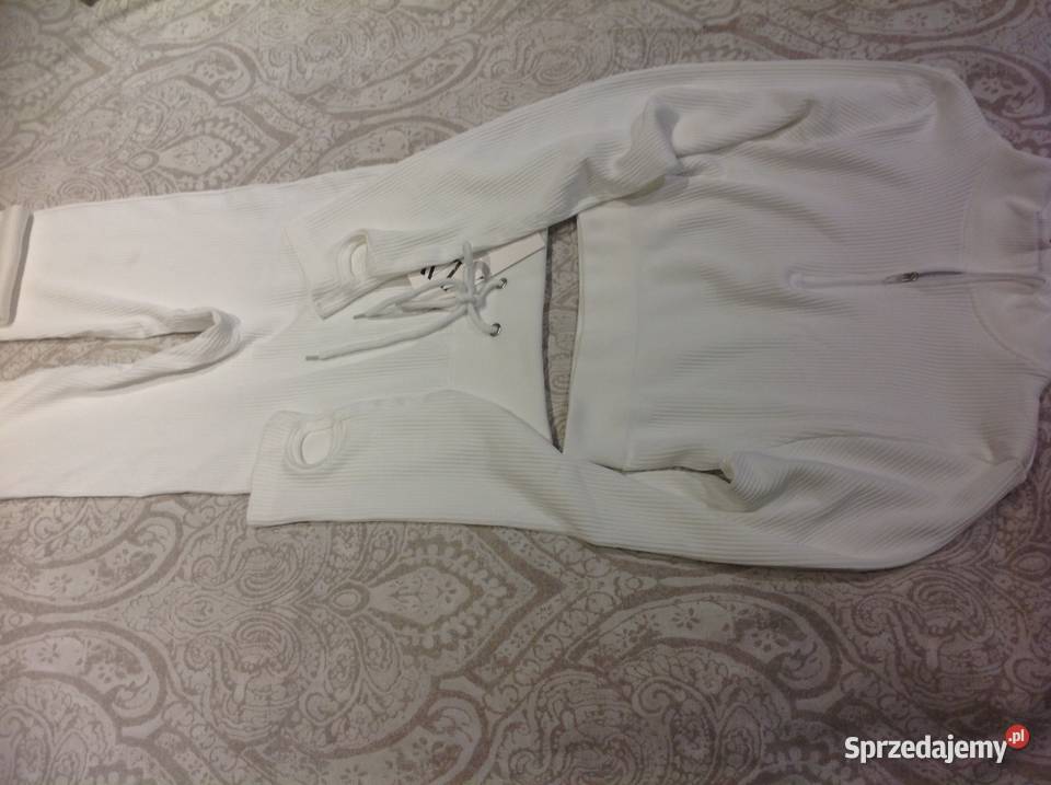 Komplet Biały Damski S Prążek NOWY lubuskie