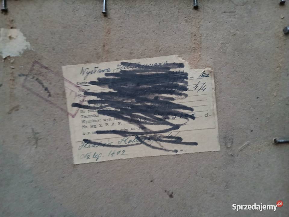 Stary obraz olejny drzewo sad las ZPAP 1953 Warszawa