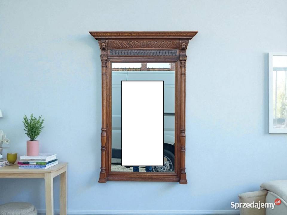 Eklektyczne Lustro Wiszące w dębowej ramie 1 Suchorzew