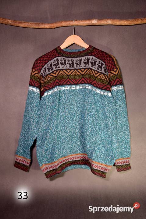 Peruwiański Artesanal Ciemnozielony Sweter Kudowa-Zdrój