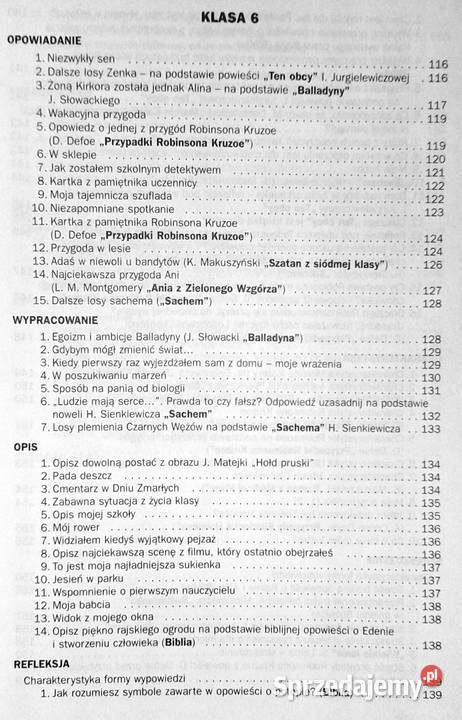 Wzory wypracowań Szkoła podstawowa Bogumiła