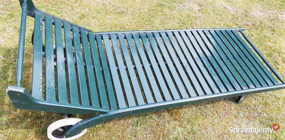 Leżak drewniany długi basenowy ogrodowy art deco Garwolin