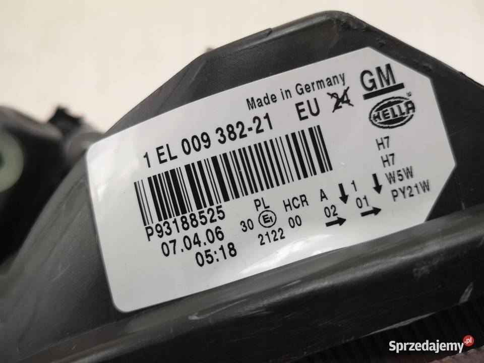 LAMPA LEWY PRZÓD CADILLAC BLS 20052010 93188525 osobowe