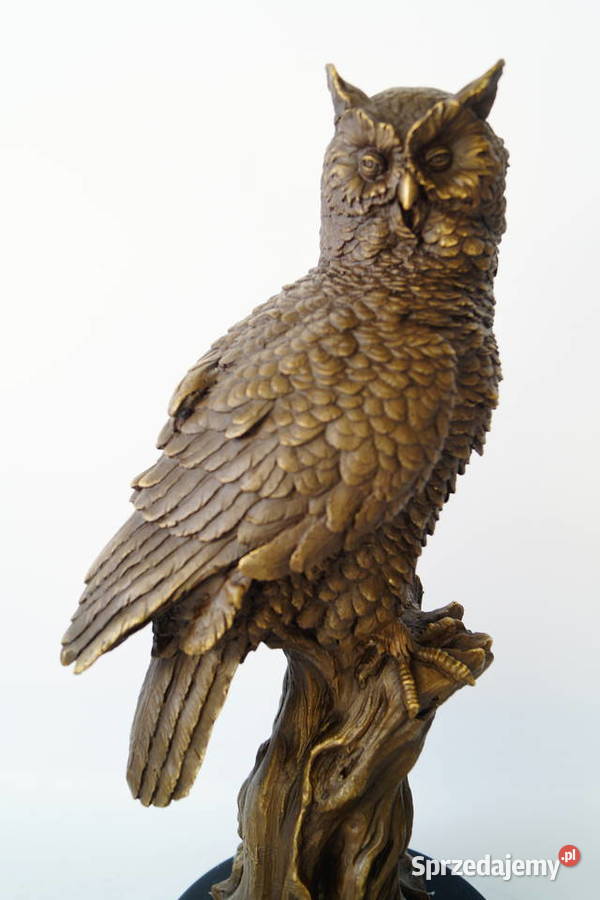 Figura z brązu DUŻA SOWA symbol mądrości rzeźba wielkopolskie Gizałki sprzedam