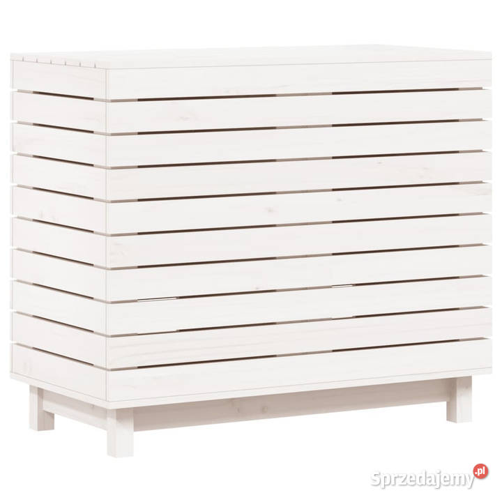 Kosz na pranie biały 885x44x76 lite drewno