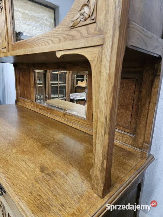 Dwa stare dębowe kredensy secesyjne z Francji małopolskie Nowy Sącz
