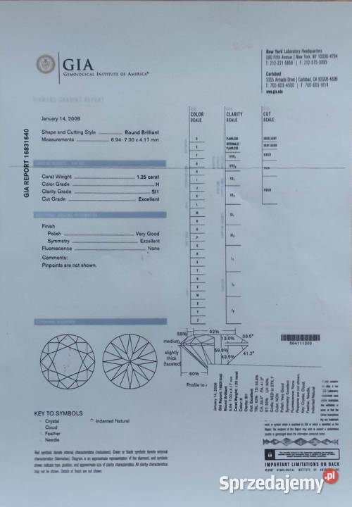 Pierścionek zaręczynowy bzłoto 750125ct GIA Gdańsk sprzedam