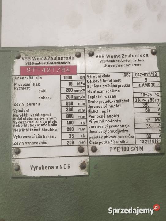 Prasa hydrauliczna PYE100 S1M