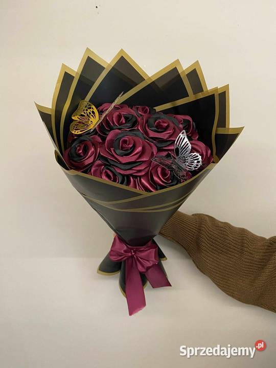 Bukiet 11 wiecznych róż w kolorach burgundu i Rękodzieło Dąbrowa Górnicza