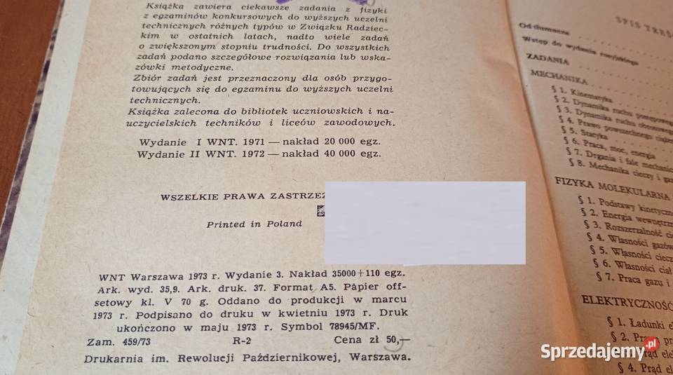Zadania z fizyki SU Gonczarenko 1973 twarda pomorskie Gdańsk