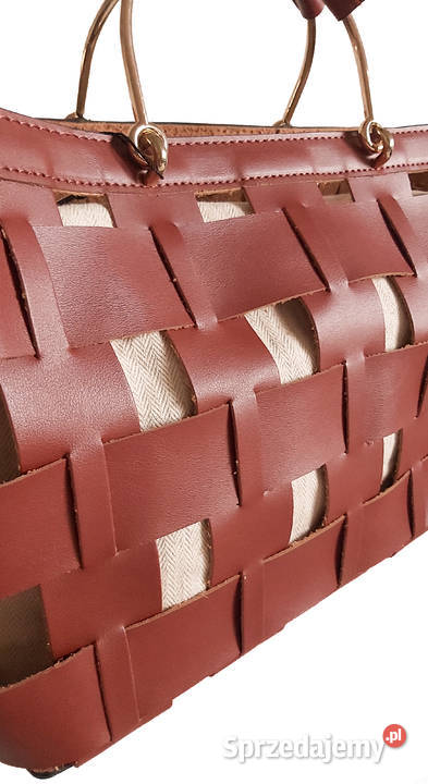 Skórzana pleciona torba tote Zara NOWA Kraków