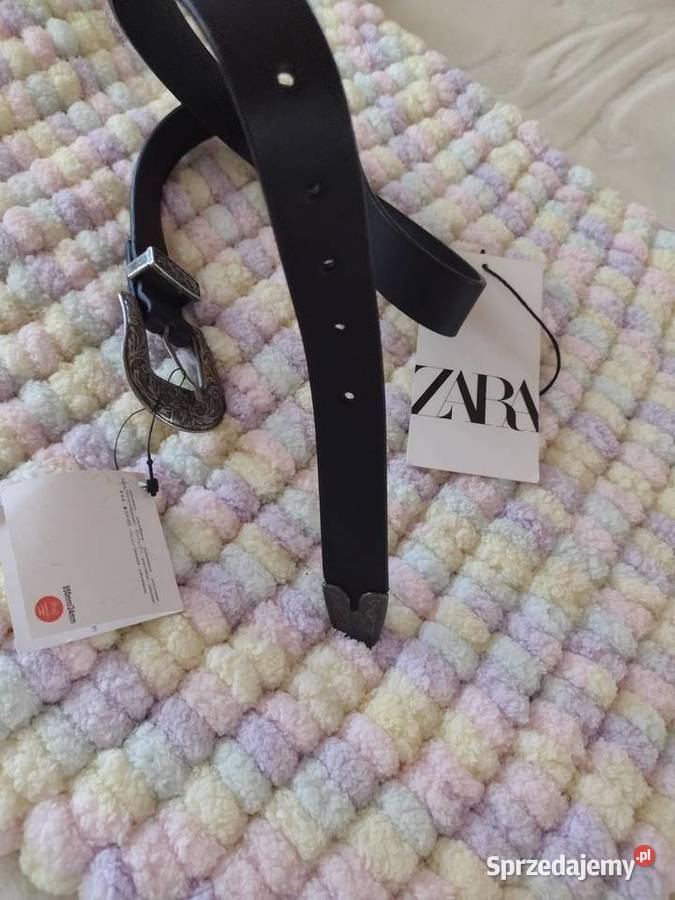 95 ZARA Czarny ozdobny pasek do spodni NOWY Dla kobiet Kraków sprzedam