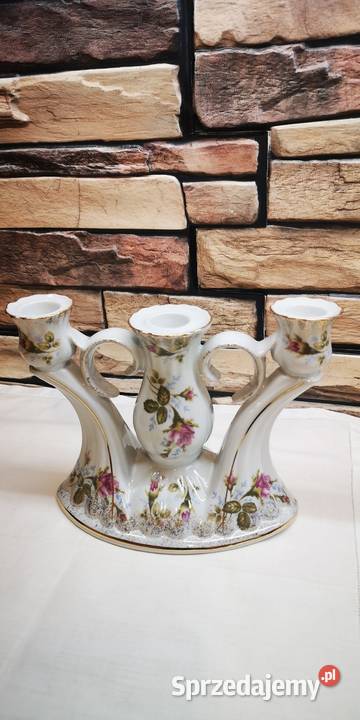 Świecznik polskiej fabryki Chodzież seria Iwona Porcelana i szkło Gdańsk