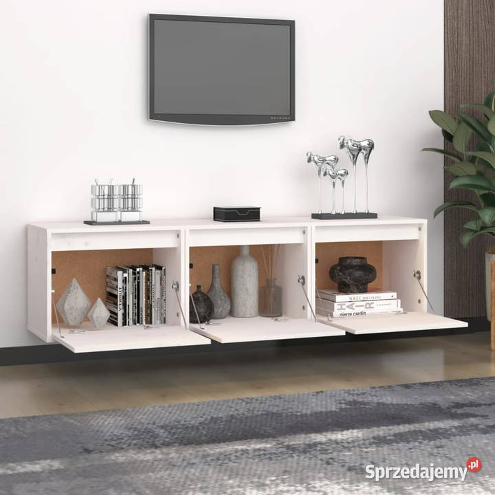 Szafki pod TV 3 białe lite drewno sosnowe Warszawa
