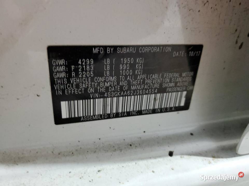 2017 SUBARU IMPREZA Częstochowa