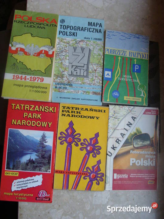 Mapy regionów Polski 5 sztuk + mapa fotoradarów