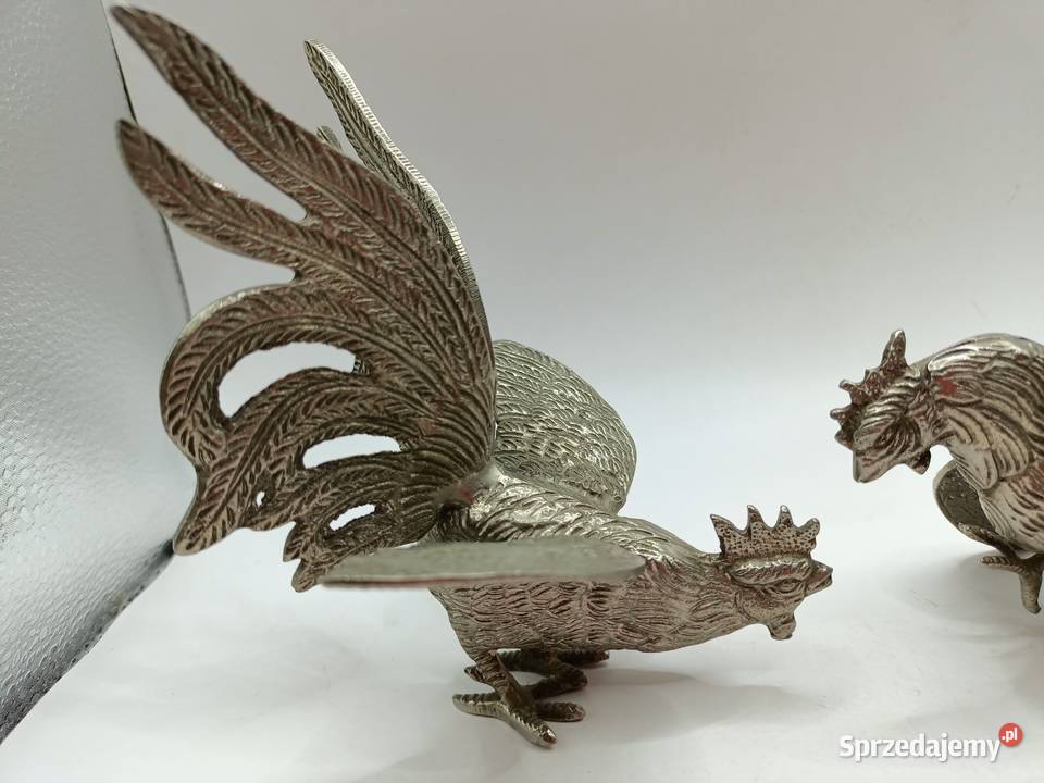 Dwa walczące koguty metal wysokoniklowy chińskie Zamość