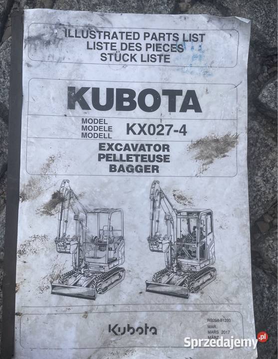 Katalog części KUBOTA koparka bagger KX0274 Chełmiec